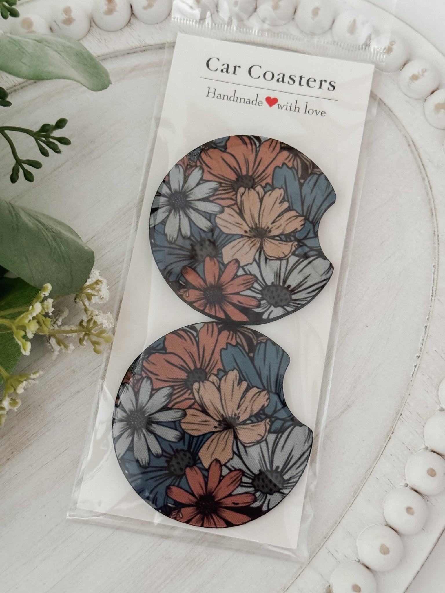 Car Coasters #7 Retro Floral - Emma K Designs