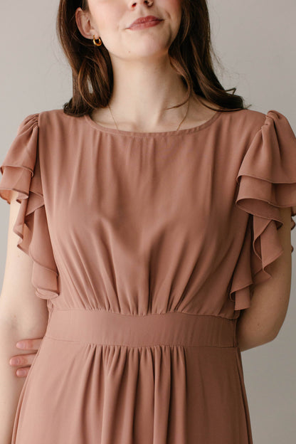 Valencia Flutter Sleeve Chiffon Maxi Dress