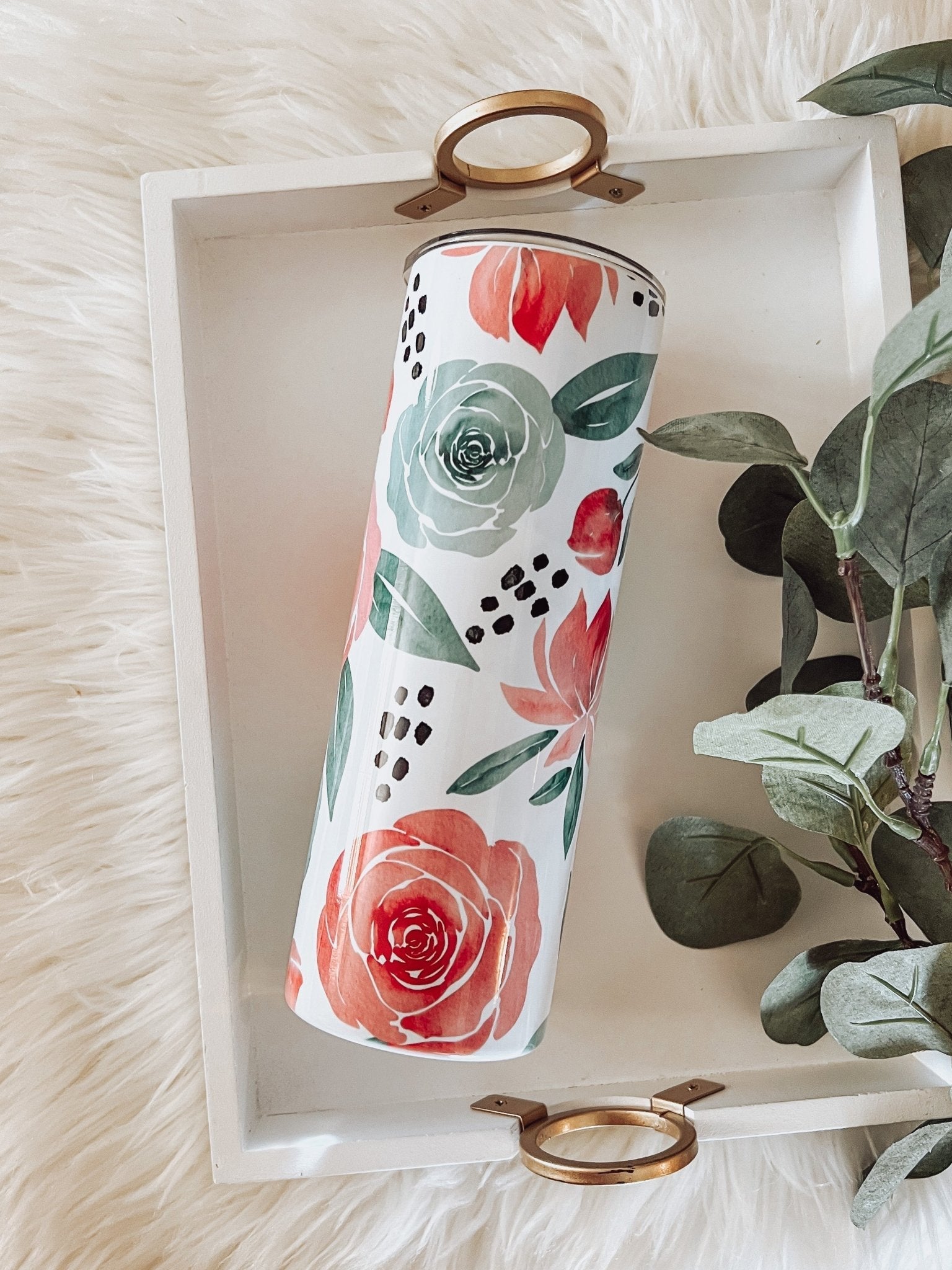 Christmas Floral 20oz Skinny Tumbler - Emma K Designs