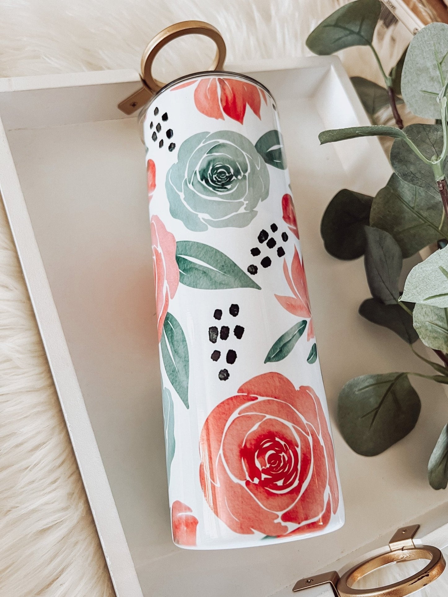 Christmas Floral 20oz Skinny Tumbler - Emma K Designs