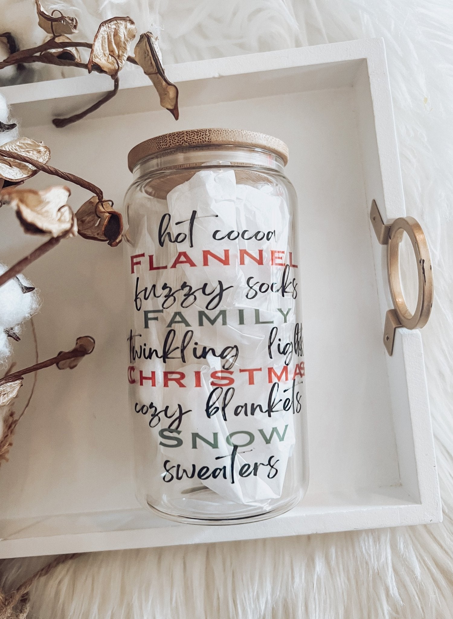 Christmas Things 16oz Glass Can Cup - Emma K Designs