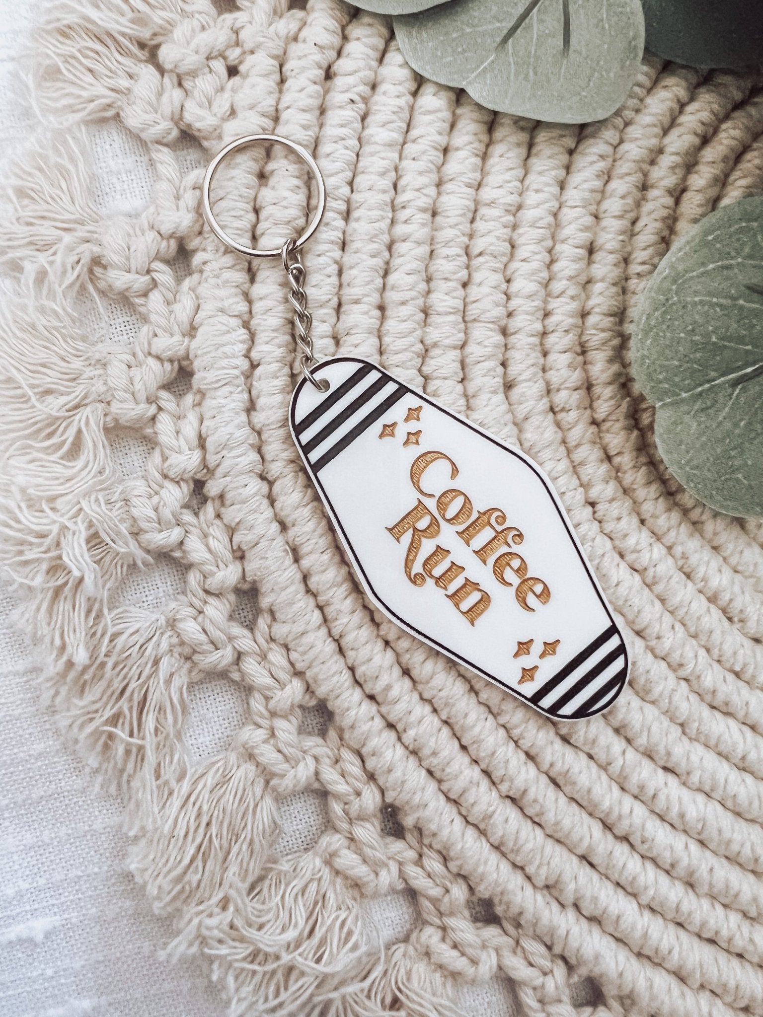 Coffee Run Vintage Hotel Keychain - Emma K Designs