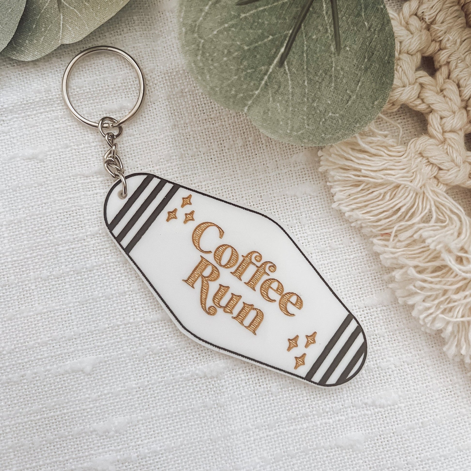 Coffee Run Vintage Hotel Keychain - Emma K Designs