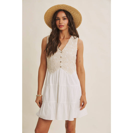 Boho Lace Bodice Mini Dress