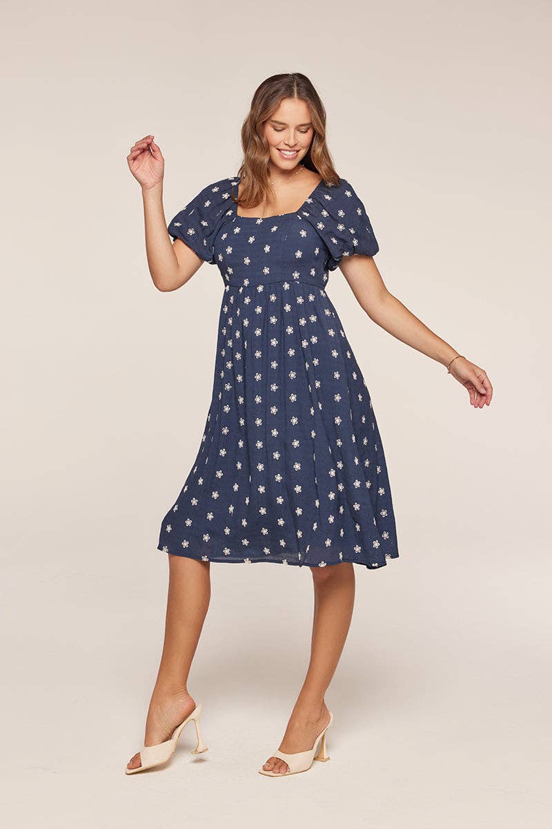 Embroidered Square Neck Dress