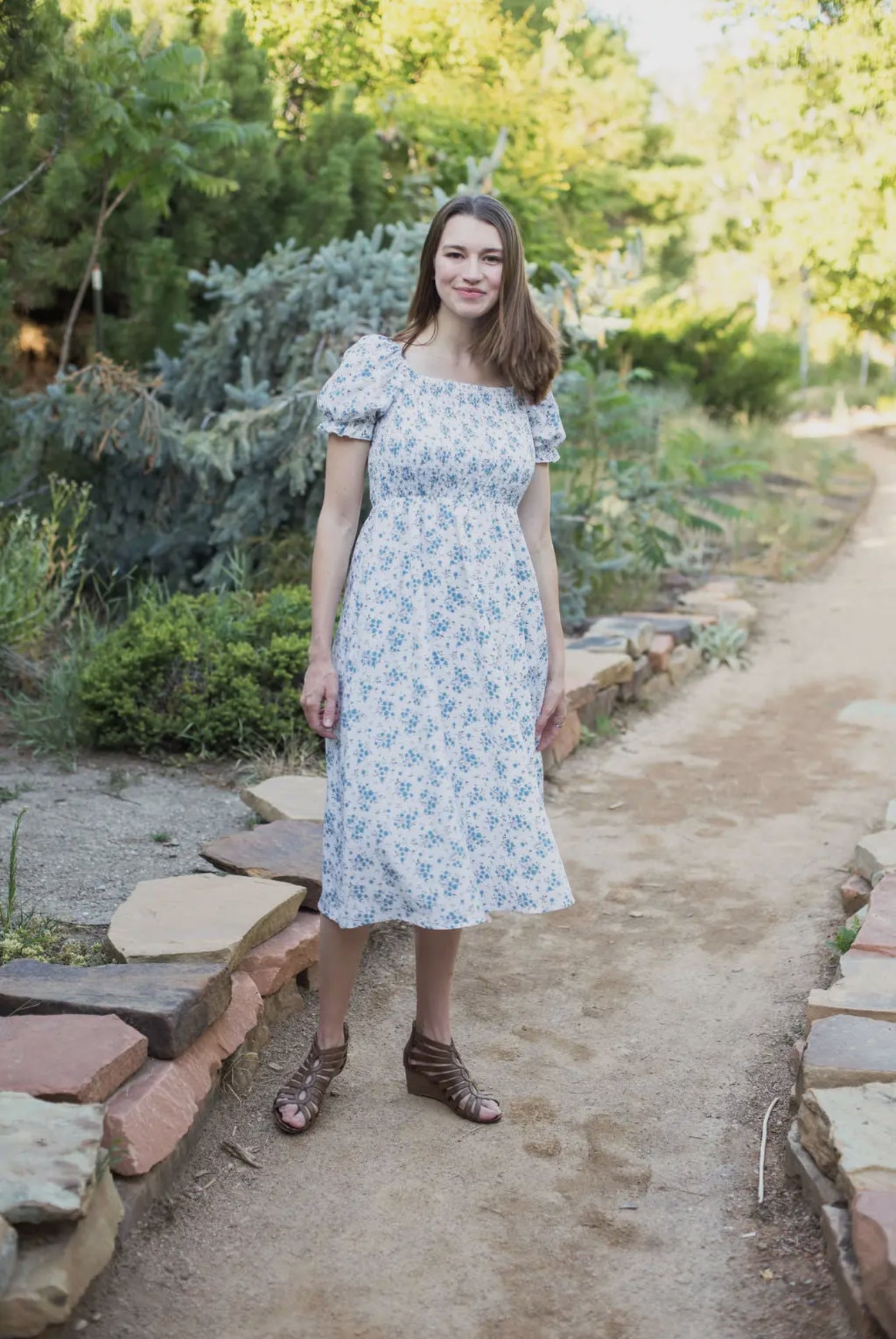 Ella Midi Blue Floral Dress - Emma K Designs