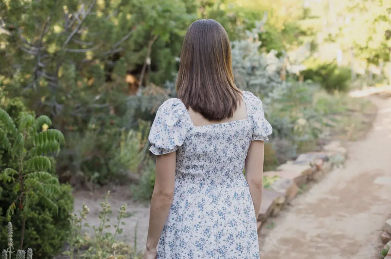 Ella Midi Blue Floral Dress - Emma K Designs