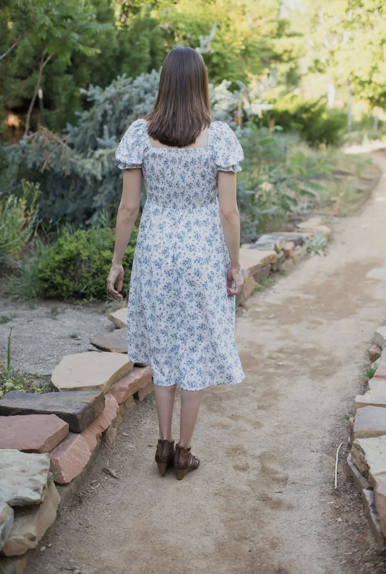 Ella Midi Blue Floral Dress - Emma K Designs