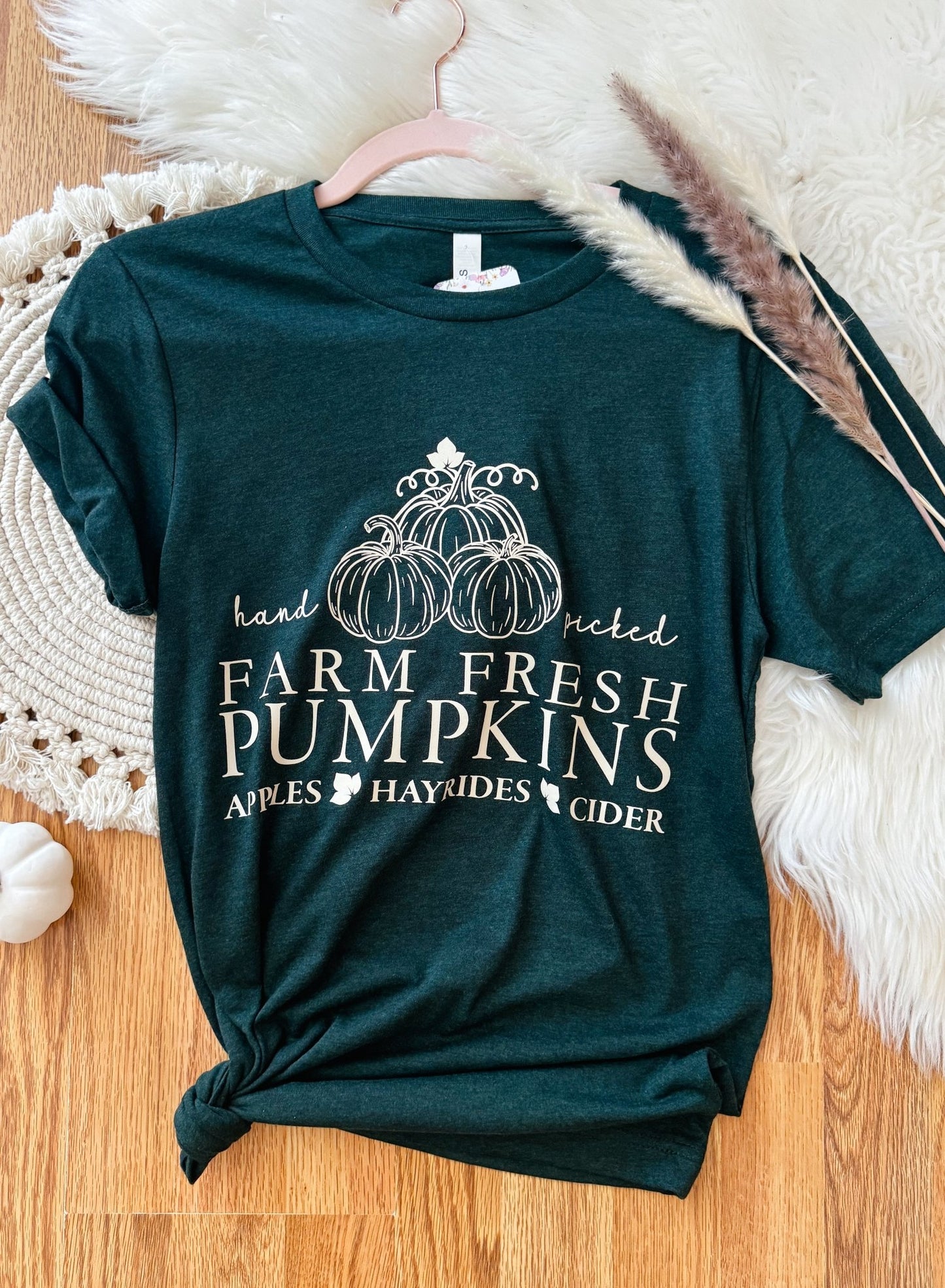 Farm Fresh Pumpkins (Emerald) T-Shirt - Emma K Designs