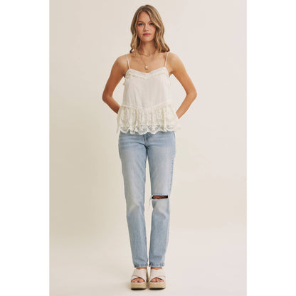 Lace Trim Ruffle Cami Tank