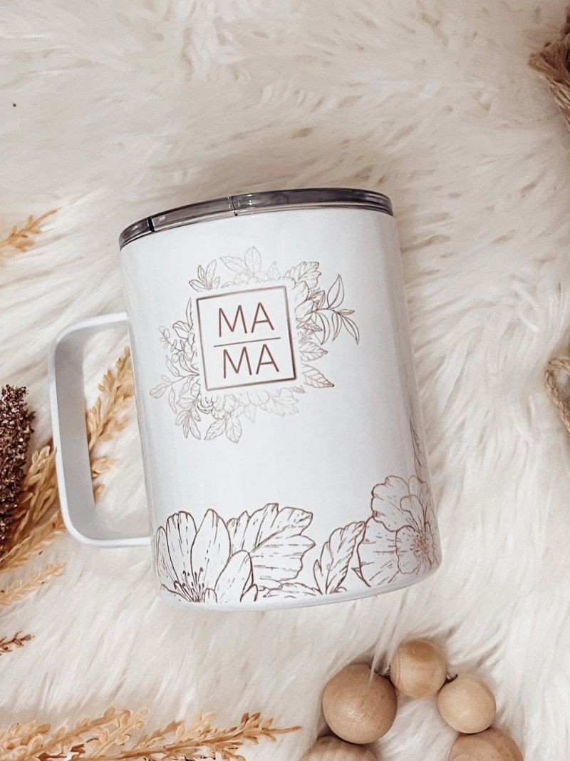 Floral Mama Rose Gold 15oz Coffee Mug - Emma K Designs