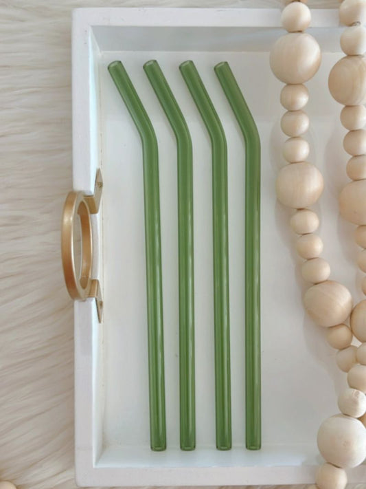 Green Bent Glass Straw - Emma K Designs