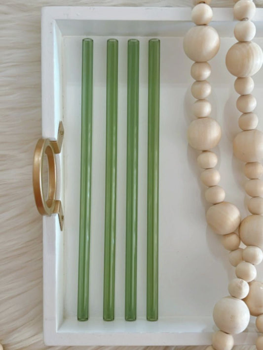 Green Straight Glass Straw - Emma K Designs