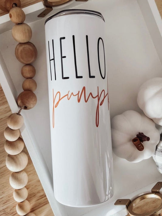 Hello Pumpkin 20oz Skinny Tumbler - Emma K Designs