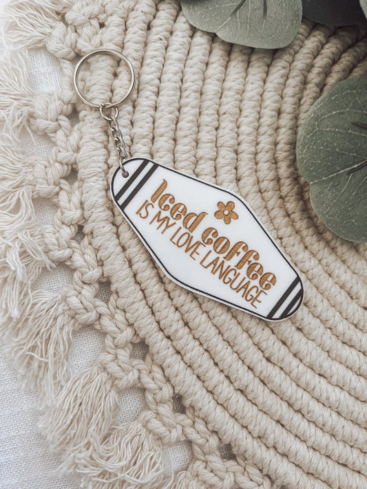 Iced Coffee Vintage Hotel Keychain - Emma K Designs