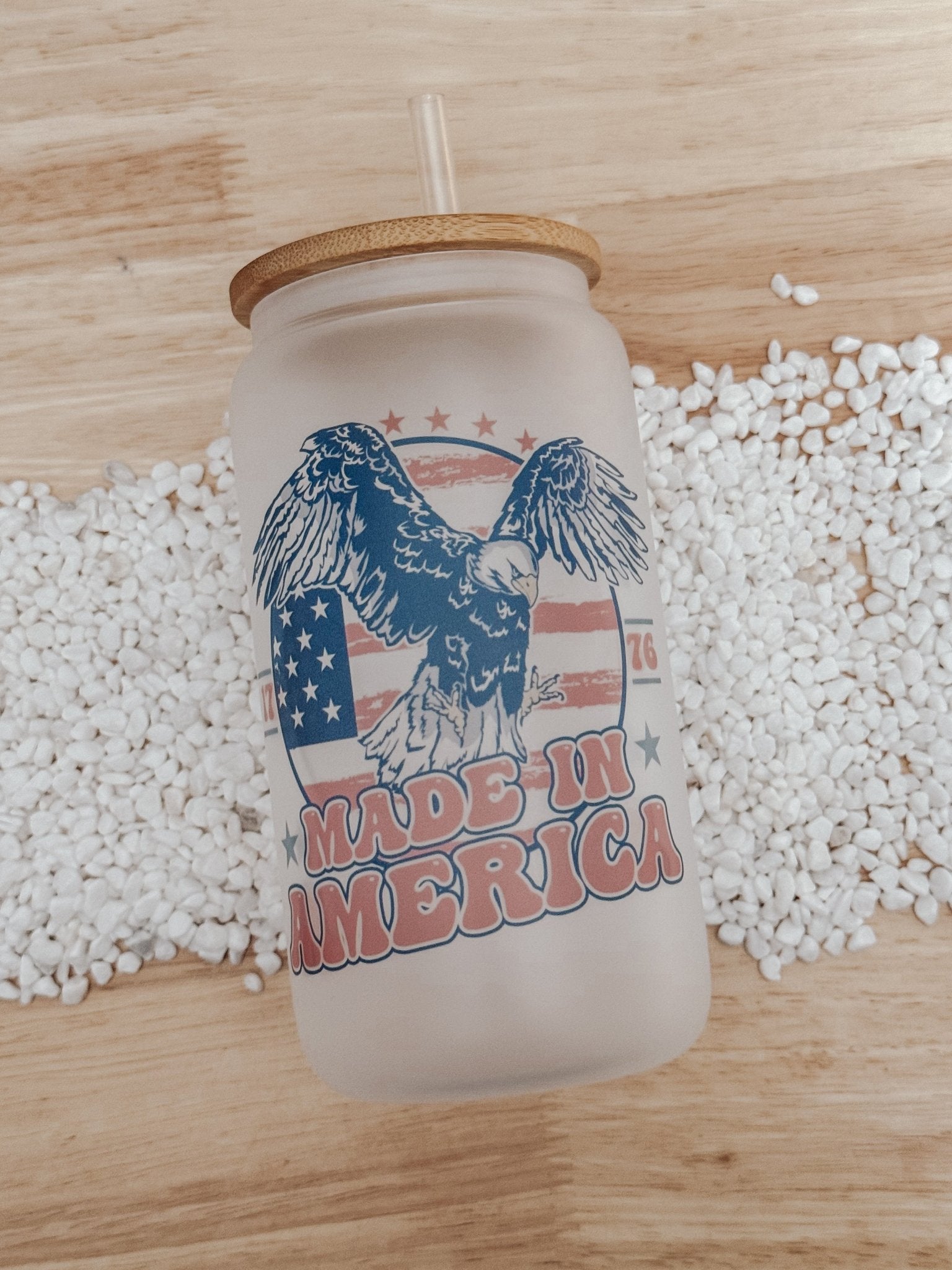 Made In America 16oz Glass Can Cup - Emma K Designs