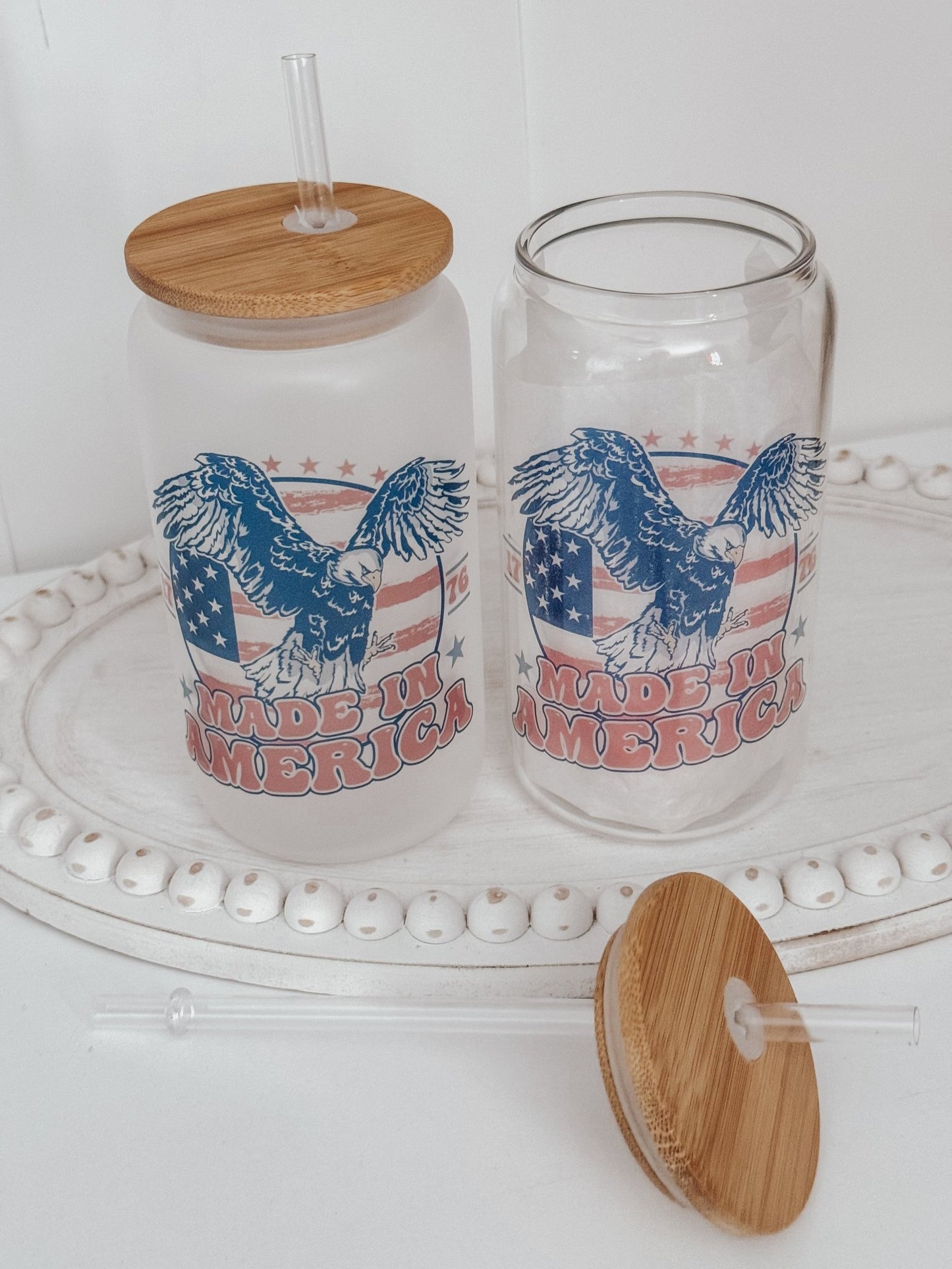 Made In America 16oz Glass Can Cup - Emma K Designs