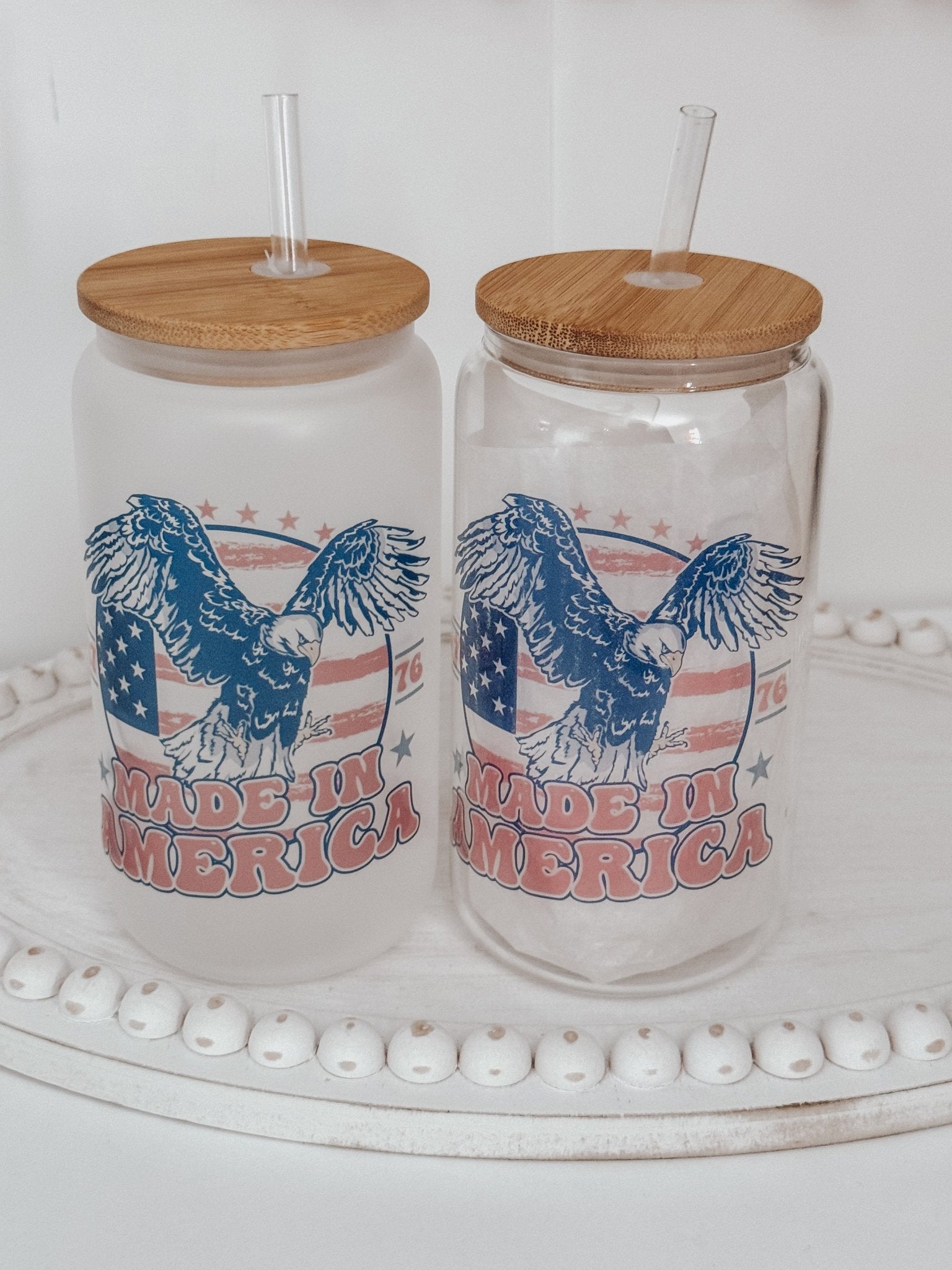 Made In America 16oz Glass Can Cup - Emma K Designs