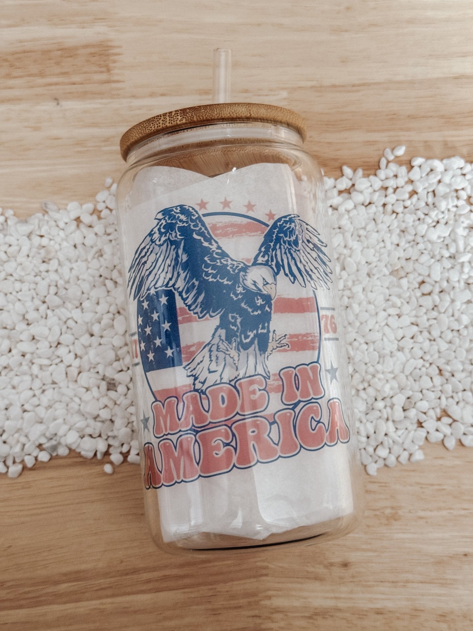 Made In America 16oz Glass Can Cup - Emma K Designs