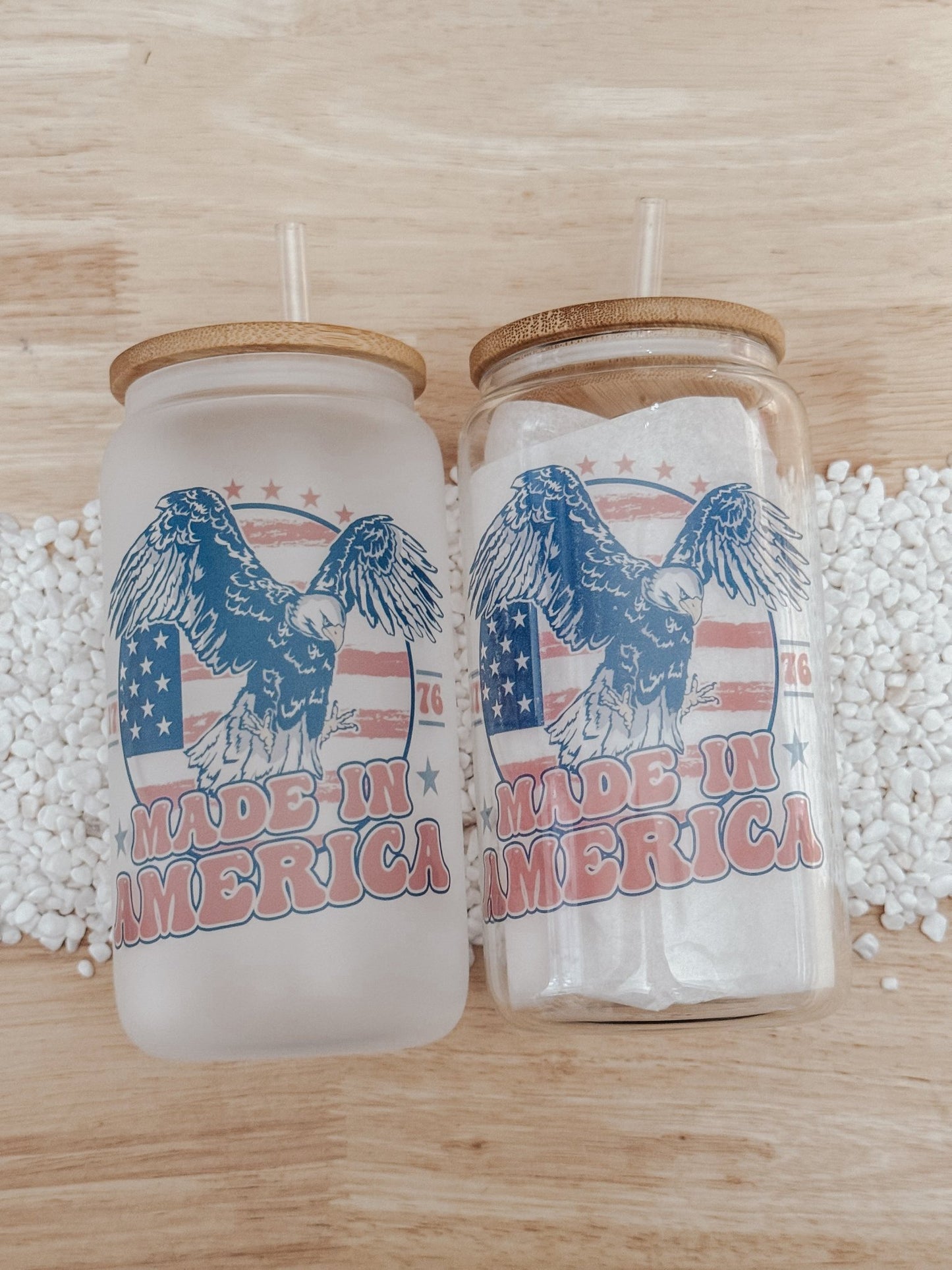 Made In America 16oz Glass Can Cup - Emma K Designs