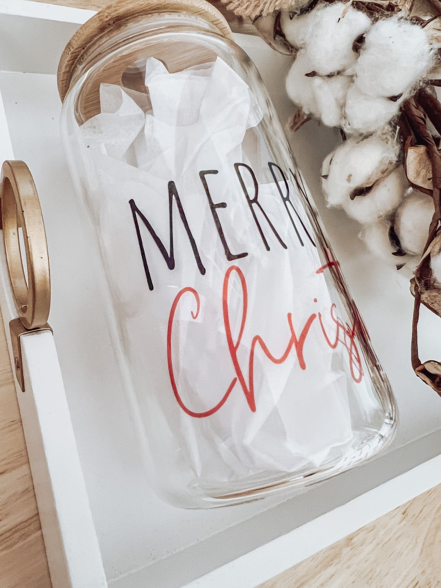 Merry Christmas 16oz Glass Can Cup - Emma K Designs