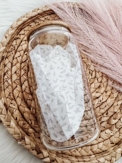 Mini Greenery 16 oz Glass Can Cup - Emma K Designs