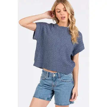 Textured Knit Boxy Top