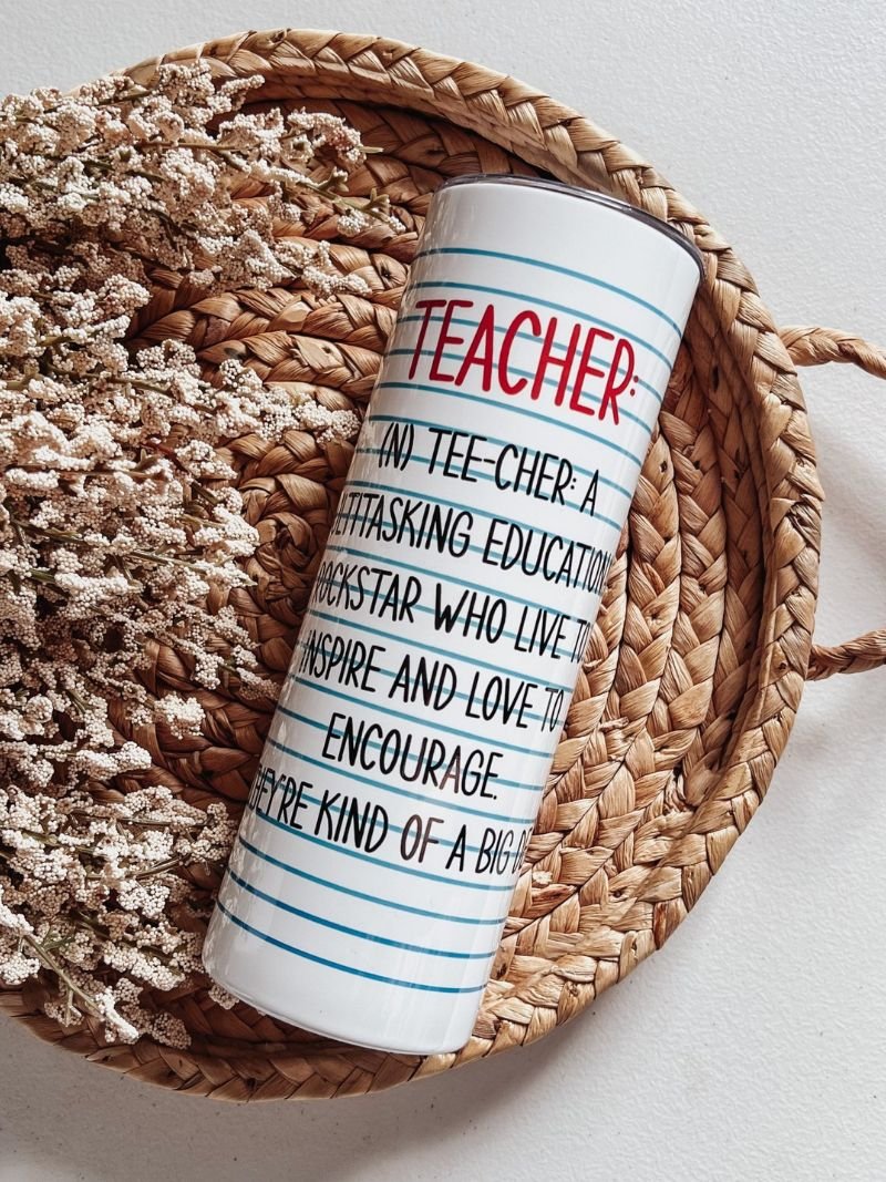 Notebook Teacher 20oz Skinny Tumbler - Emma K Designs