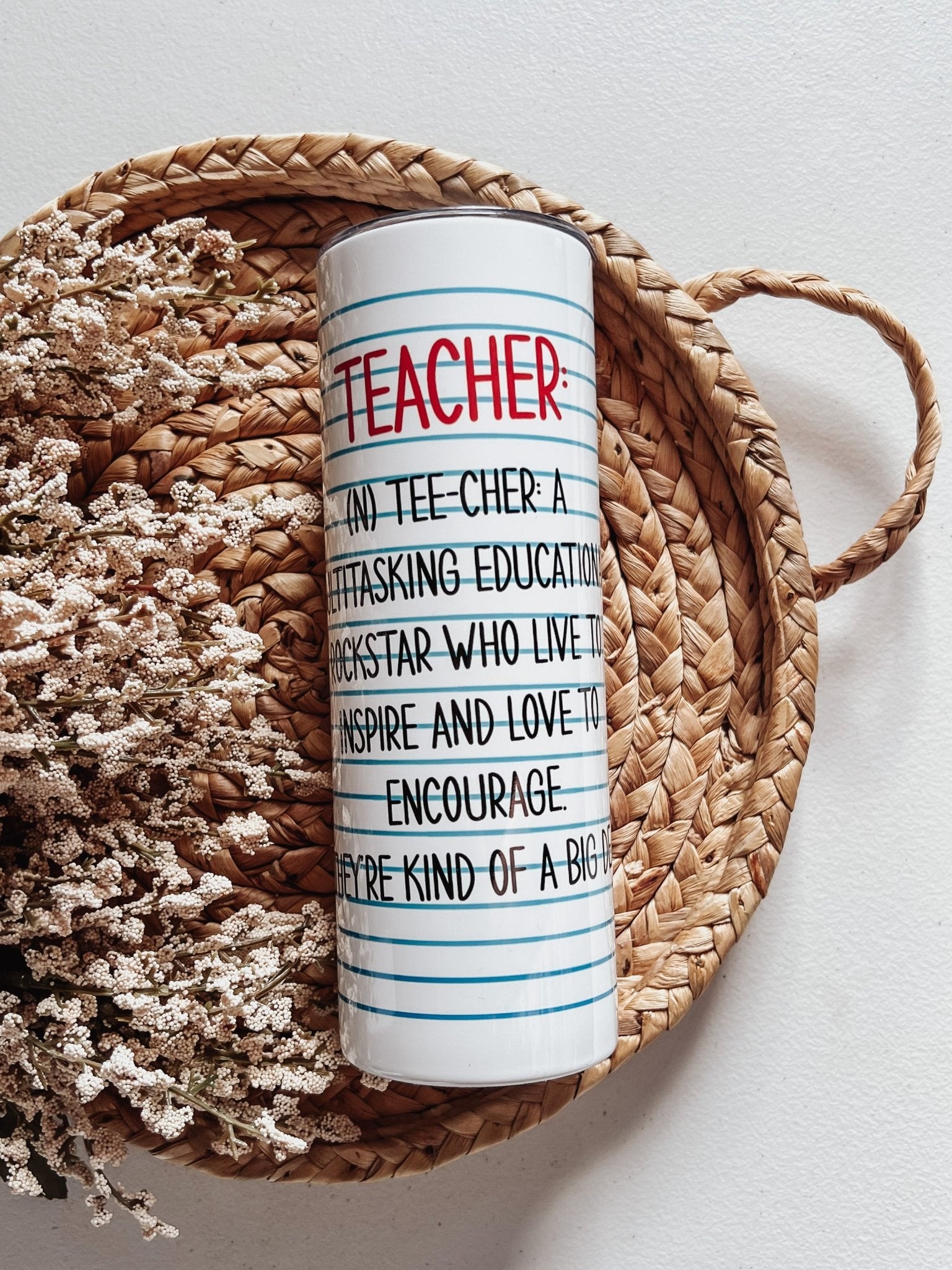 Notebook Teacher 20oz Skinny Tumbler - Emma K Designs