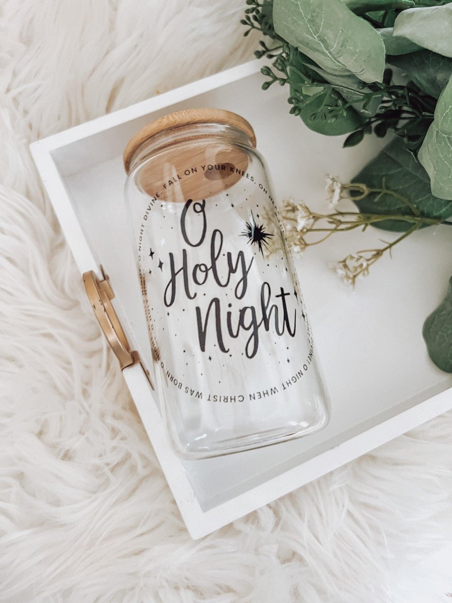 O Holy Night 16oz Glass Can Cup - Emma K Designs