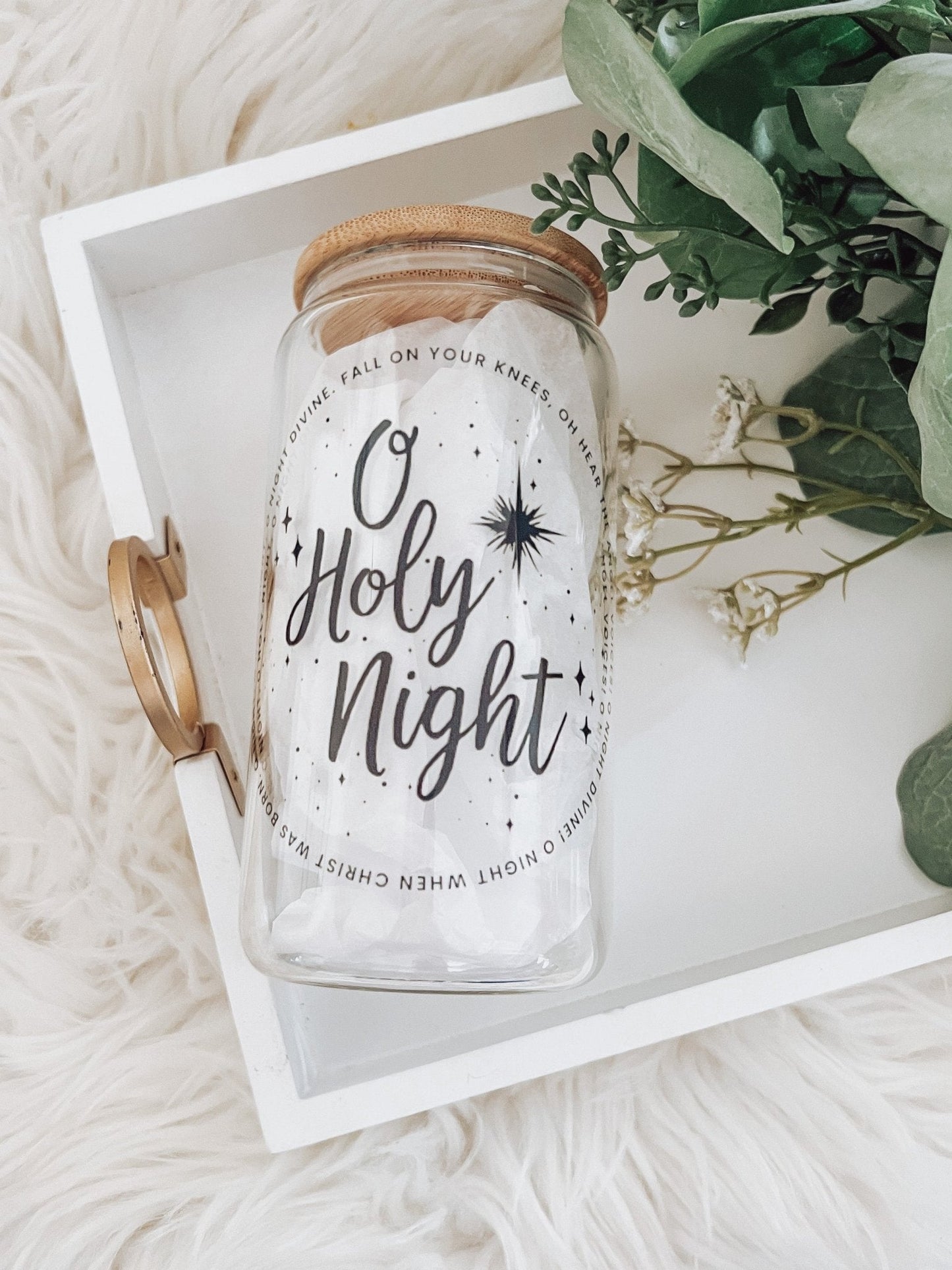 O Holy Night 16oz Glass Can Cup - Emma K Designs