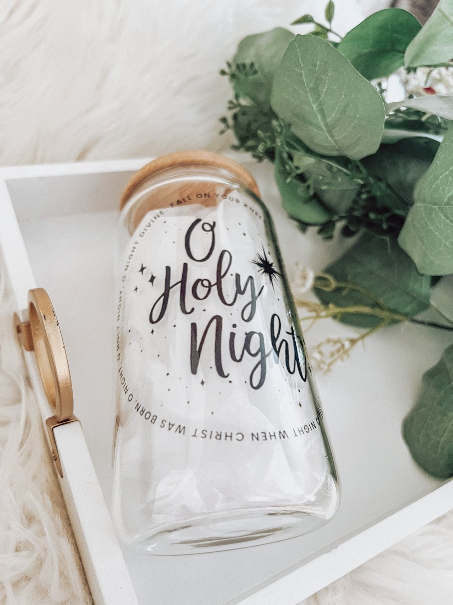 O Holy Night 16oz Glass Can Cup - Emma K Designs