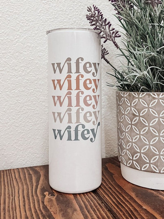 Retro Wifey Tumbler 20oz Skinny - Emma K Designs