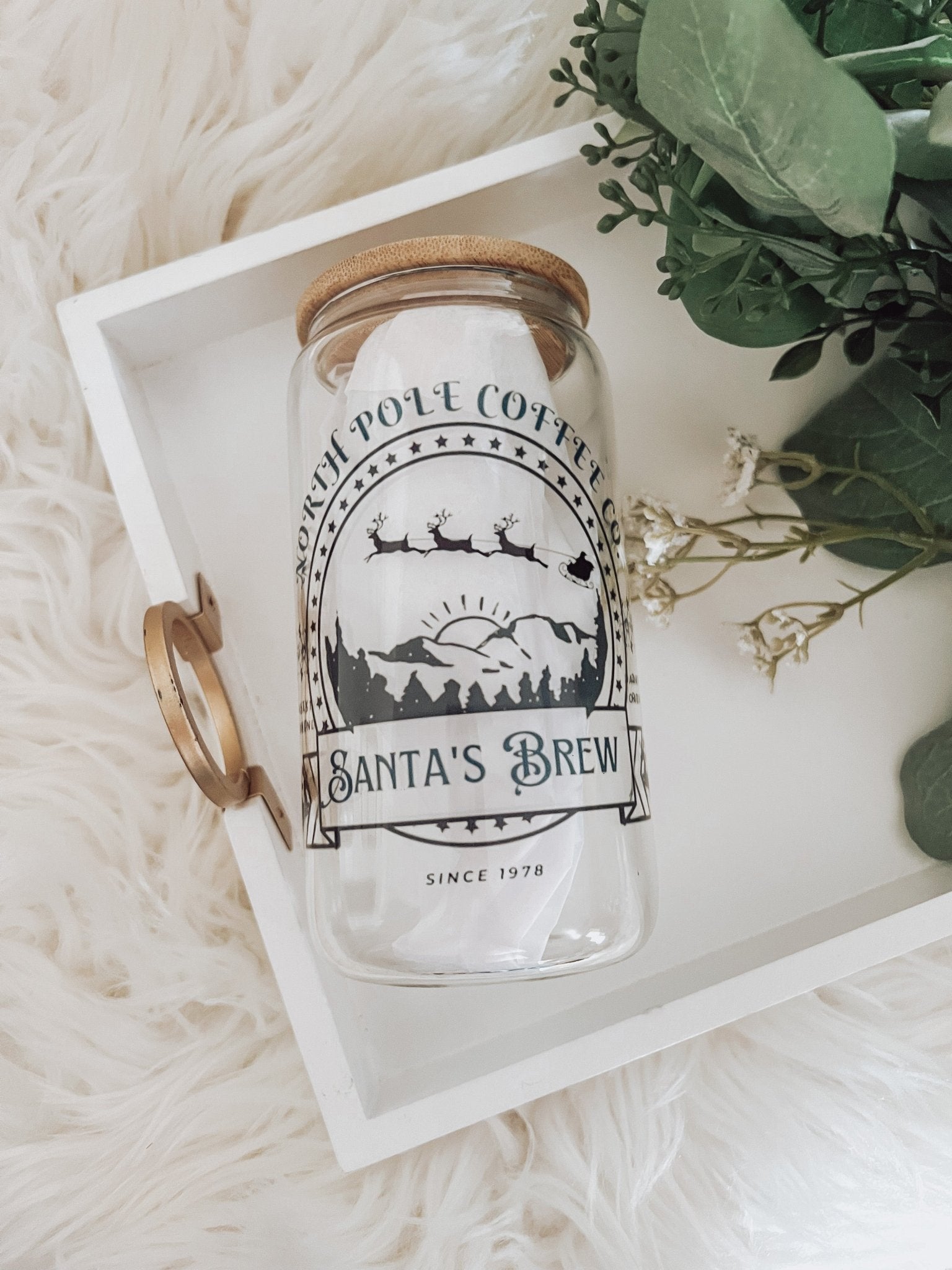 Santa’s Brew 16oz Glass Can Cup - Emma K Designs