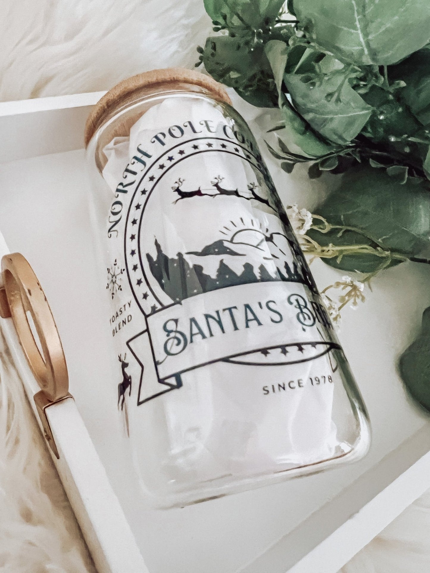 Santa’s Brew 16oz Glass Can Cup - Emma K Designs