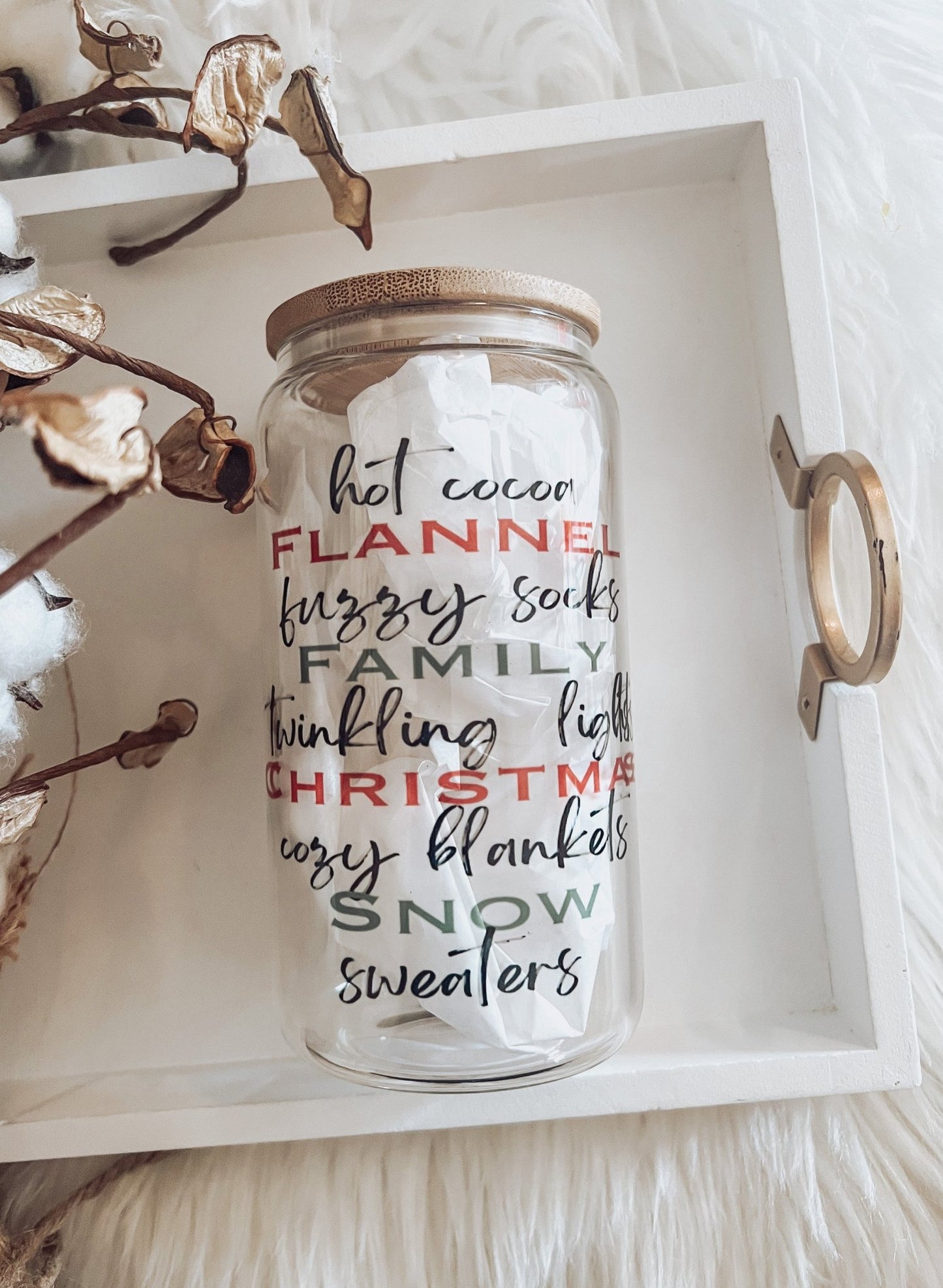 Christmas Things 16 oz Glass Can Cup - Emma K Designs