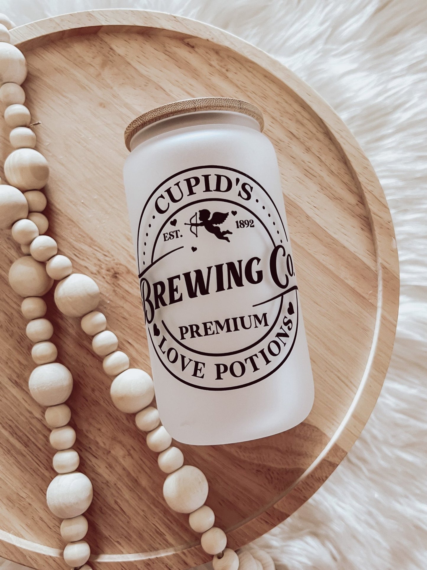 Cupids Brewing Co. Frosted 16 oz Glass Beer Can Cup - Emma K Designs