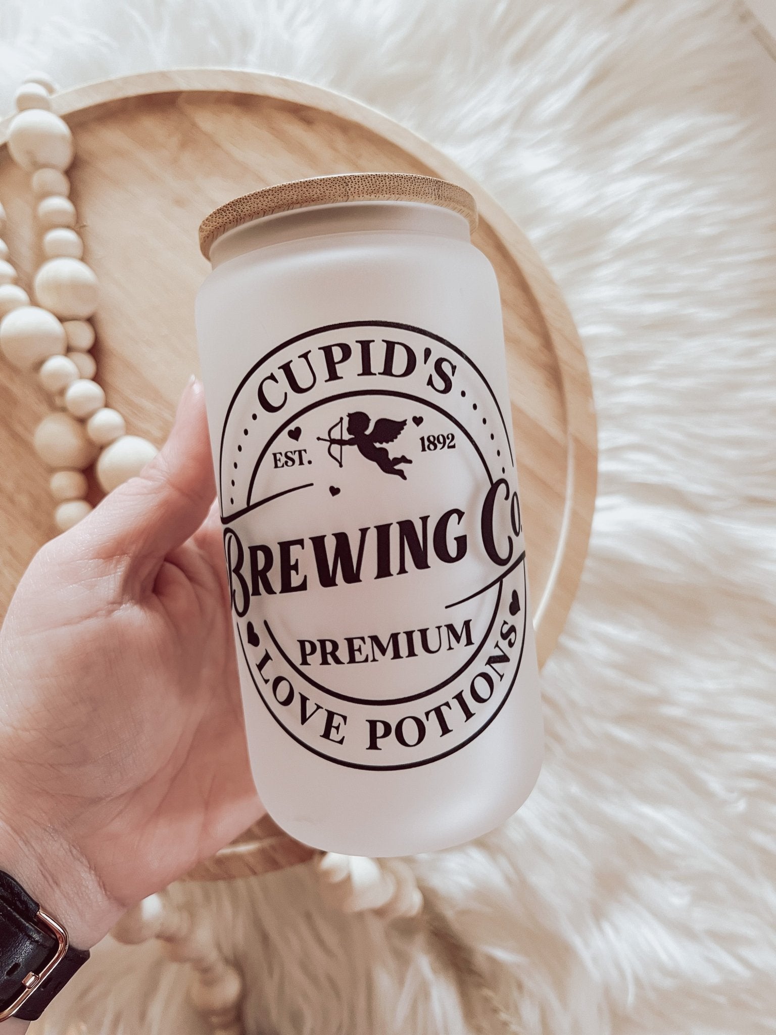 Cupids Brewing Co. Frosted 16 oz Glass Beer Can Cup - Emma K Designs