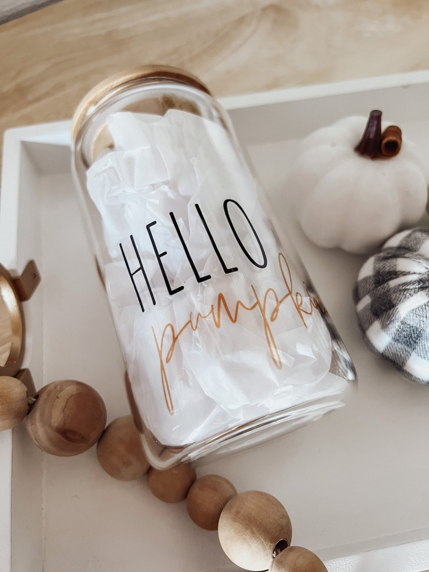 Hello Pumpkin 16 oz Glass Can Cup - Emma K Designs