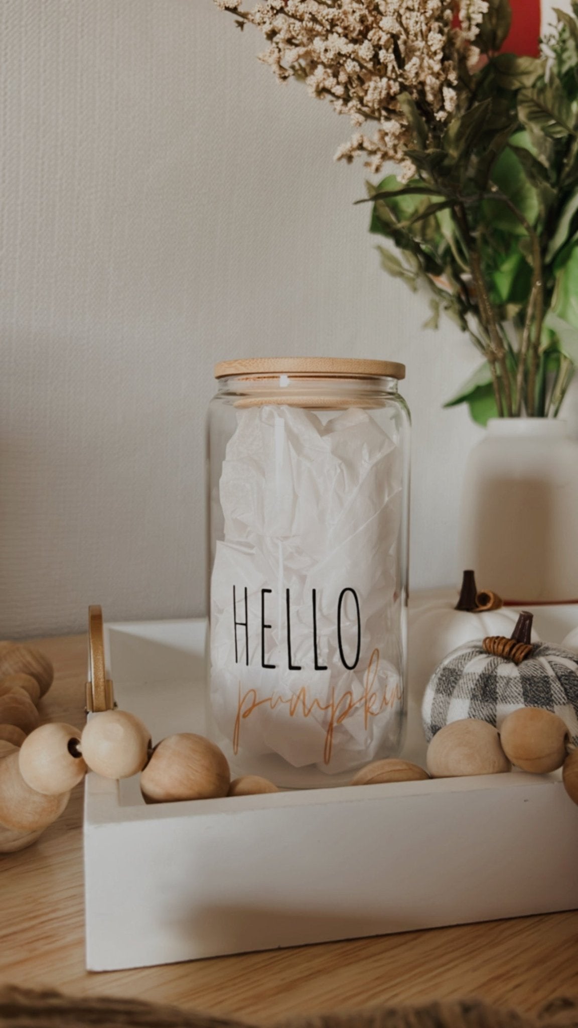 Hello Pumpkin 16 oz Glass Can Cup - Emma K Designs