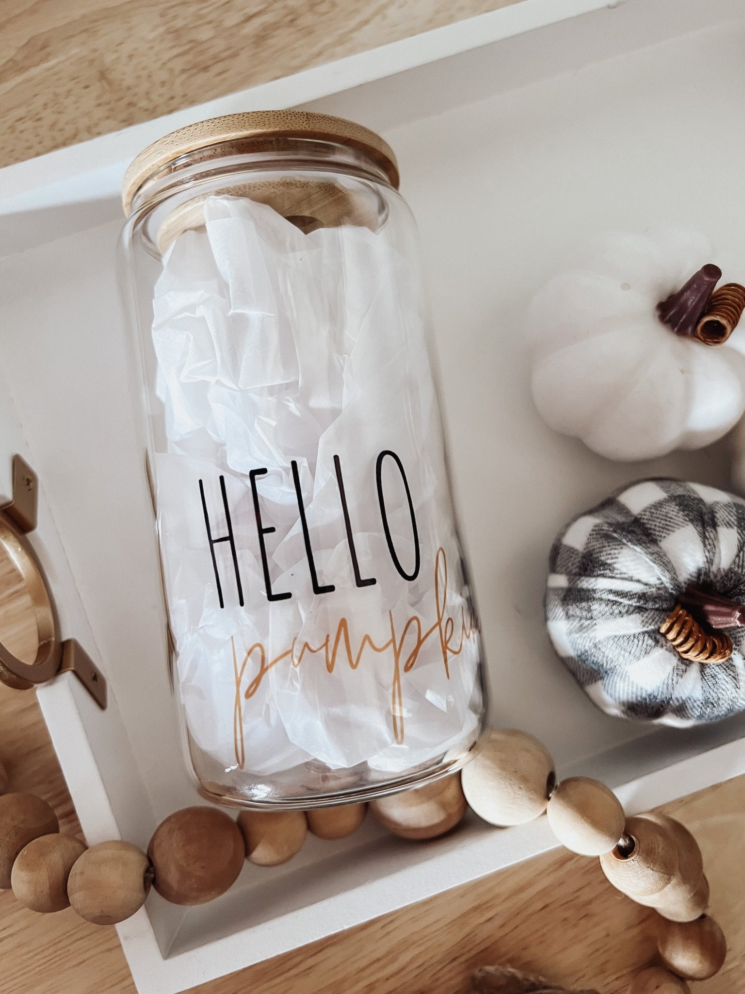 Hello Pumpkin 16 oz Glass Can Cup - Emma K Designs