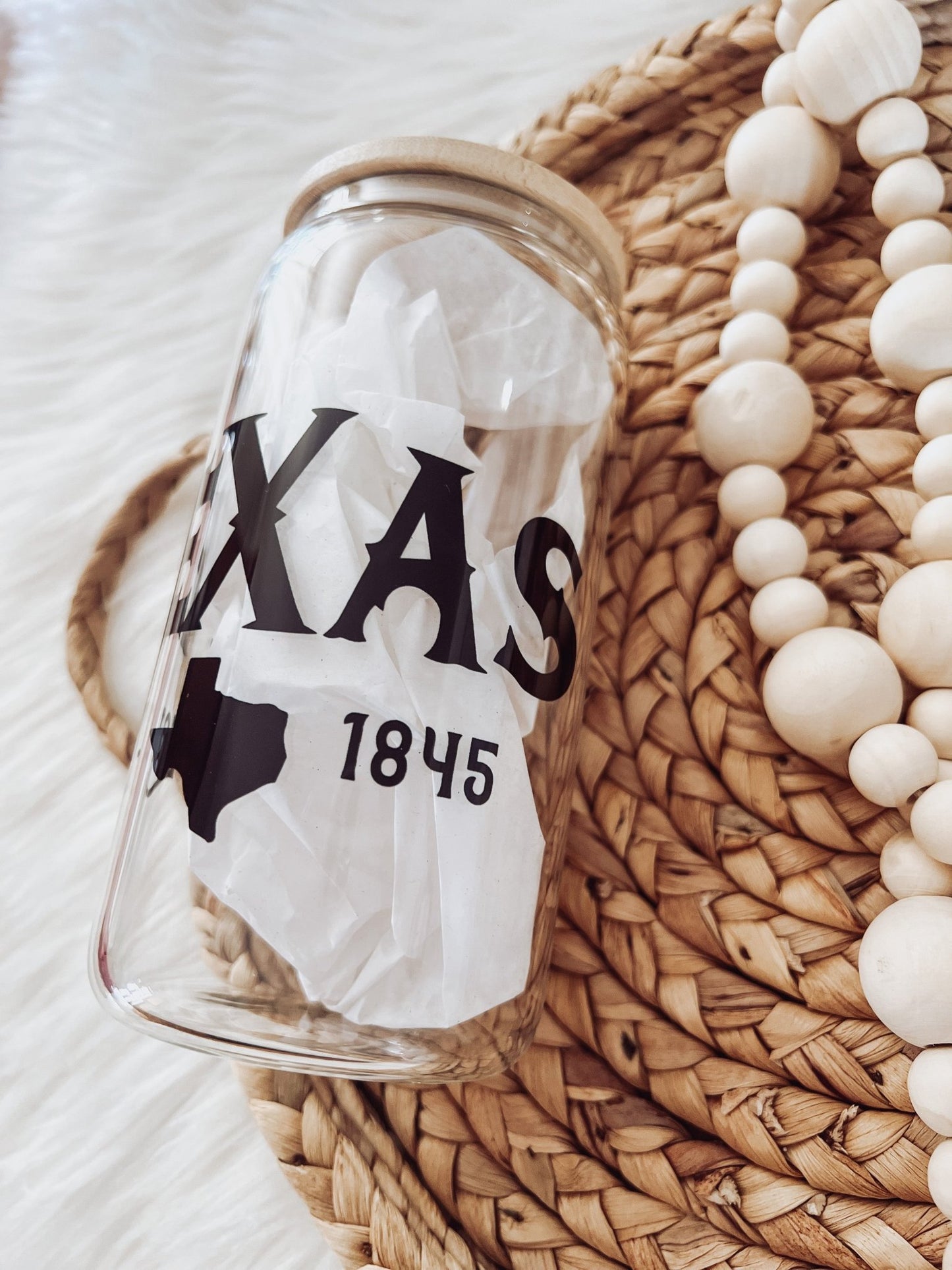 Texas Est. 1845 16 oz Glass Can Cup - Emma K Designs